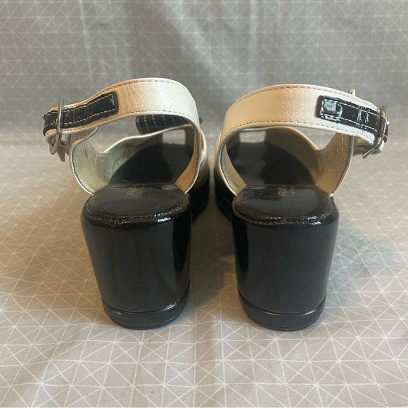 Re-Mix Scroll Double Platform Slingback Wedge in White /Black Patent 7 - Picture 4 of 8